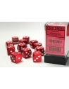 Chessex Opaque 16mm d6 with pips Dice Blocks (12 Dice)- Red w/white