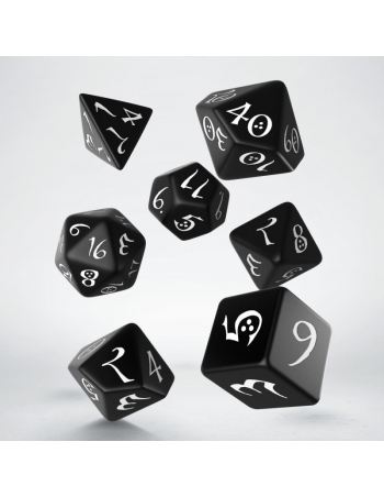 Classic RPG Black & white Dice Set
