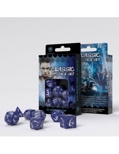 Classic RPG Cobalt & white Dice Set