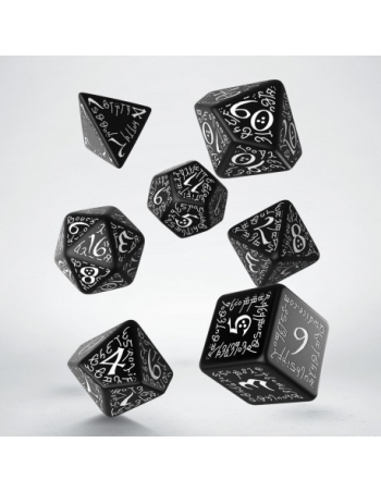 Elvish Black & white Dice Set