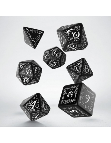 Elvish Black & white Dice Set