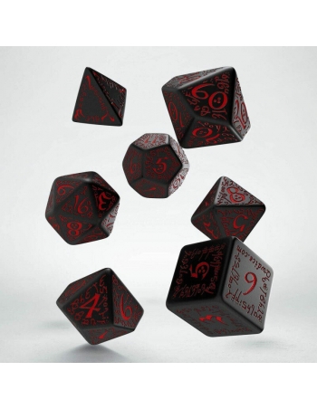 Elvish Black & red Dice Set