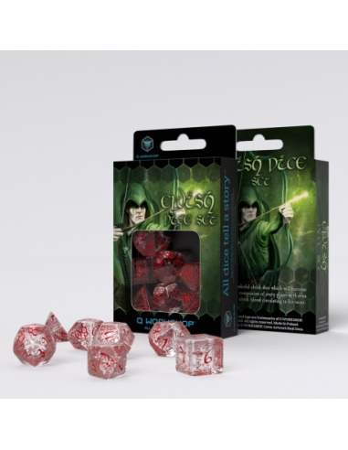 Elvish Translucent & red Dice Set