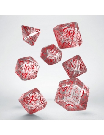 Elvish Translucent & red Dice Set