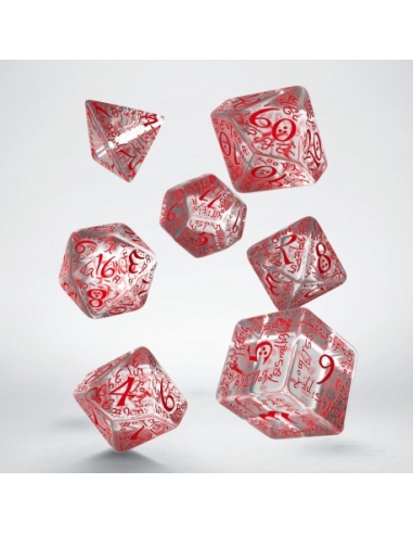 Elvish Translucent & red Dice Set