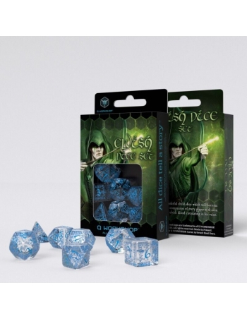 Elvish Translucent & blue Dice Set 2