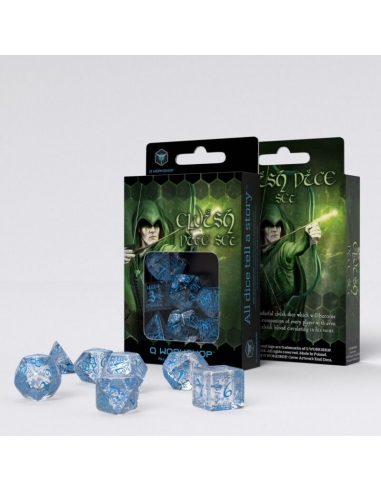Elvish Translucent & blue Dice Set
