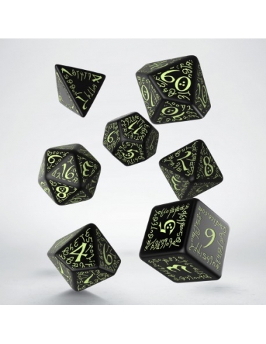 Elvish Black & glow-in-the-dark Dice Set