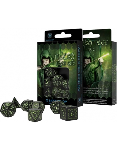 Elvish Black & glow-in-the-dark Dice Set