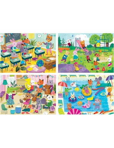 Puzzle 4 in a box School Day 20-40-60-80 pcs