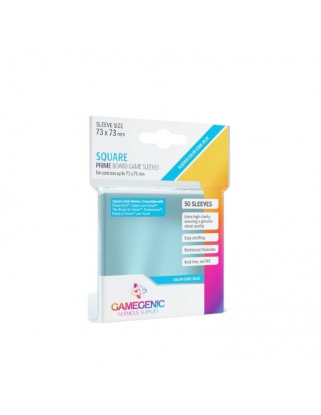 Gamegenic - PRIME Square-Sized Sleeves 73 x 73 mm - Clear (50 Sleeves)