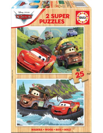 Puzzle Wooden 2x25pcs Cars