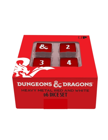 Heavy Metal Red and
White D6 Dice Set for Dungeons
& Dragons
