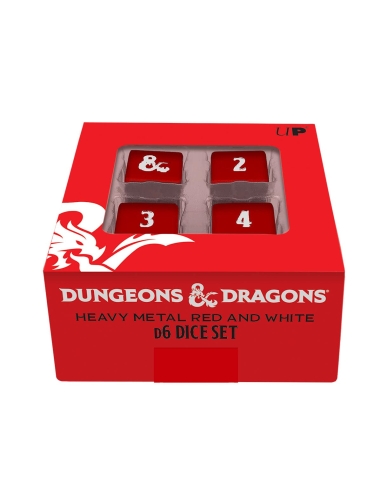 Heavy Metal Red and
White D6 Dice Set for Dungeons
& Dragons